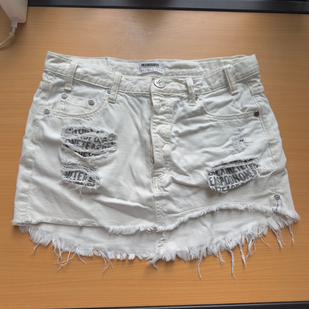 One Teaspoon White Denim Skirt
